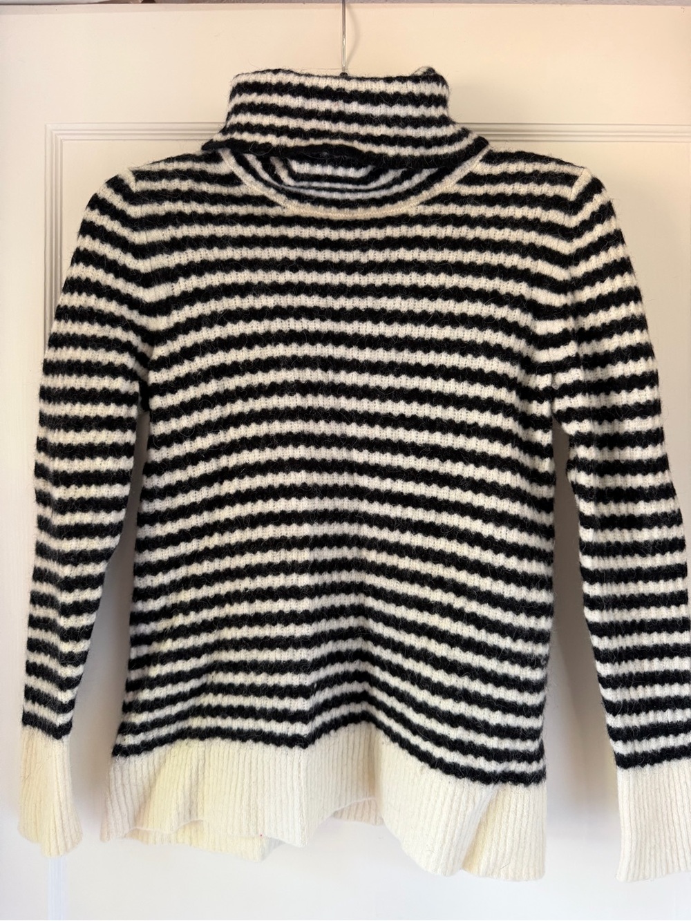 Banana Republic Black and White Striped Turtleneck Sweater